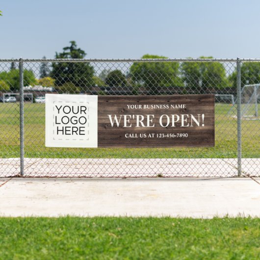 Open Business Logo 素朴 Wood 横断幕 (インサイチュ)