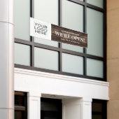 Open Business Logo 素朴 Wood 横断幕 (ビルの外側)