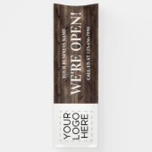 Open Business Logo 素朴 Wood 横断幕 (縦)