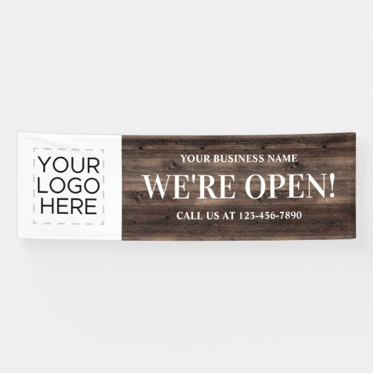 Open Business Logo 素朴 Wood 横断幕 (横)