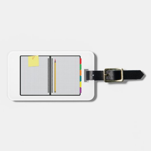 Open Graph Paper Notebook with Pencil ラゲッジタグ (正面横)