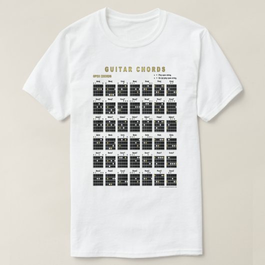 Open Guitar Chords On Front And Back Tシャツ (デザイン正面)