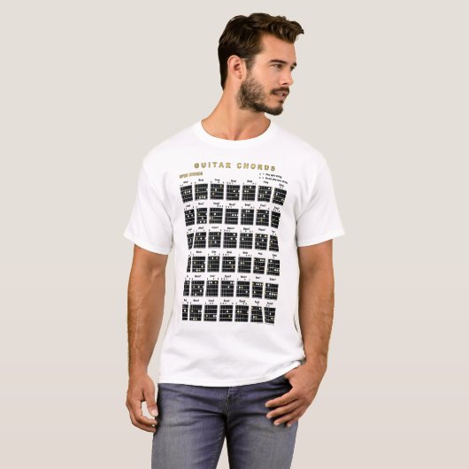 Open Guitar Chords On Front And Back Tシャツ (正面フル)