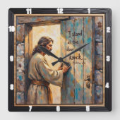 Open Heart: Jesus's Gentle Call スクエア壁時計 (正面)