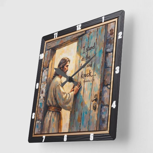 Open Heart: Jesus's Gentle Call スクエア壁時計 (傾斜)