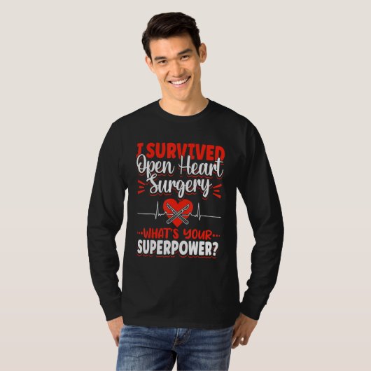 Open Heart Surgery Bypass Awareness Heart I Surviv Tシャツ (正面フル)