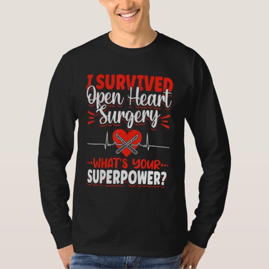Open Heart Surgery Bypass Awareness Heart I Surviv Tシャツ (正面)