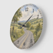 Open Highway Wall Clock — Scenic Road Design ラージ壁時計 (傾斜)