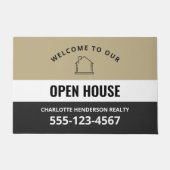Open Houseロゴようこそ署名の書式 ドアマット (正面)