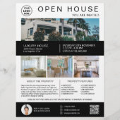 Open House 不動産仲介業者ロゴ写真QR チラシ (正面)