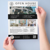 Open House 不動産仲介業者ロゴ写真QR チラシ (手)