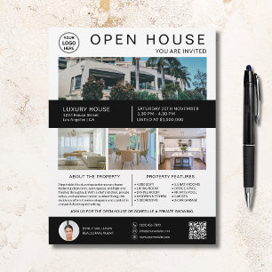 Open House 不動産仲介業者ロゴ写真QR チラシ