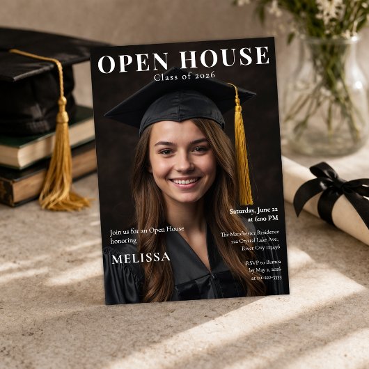 Open House Graduation Photo Invite 招待状