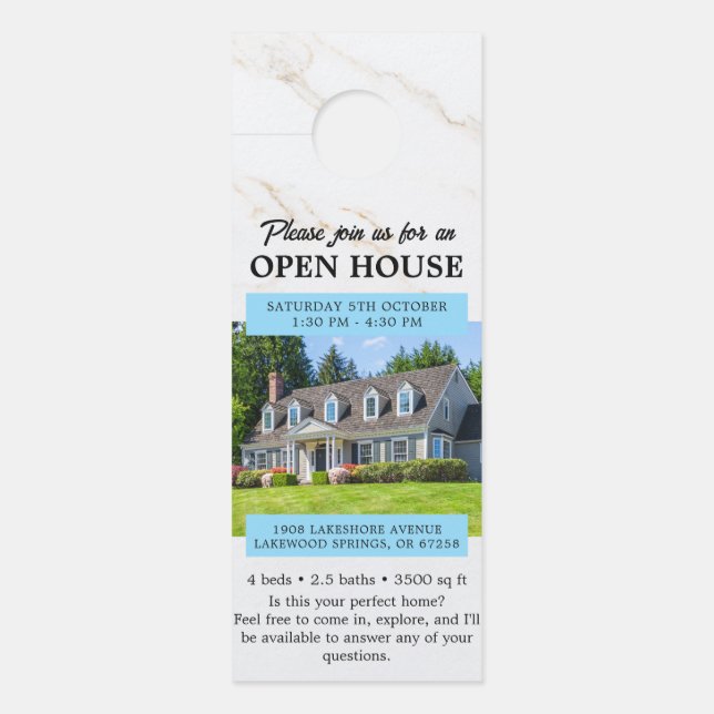 Open House Invitation Real Estate Farming Door Han ドアノブサイン (正面)