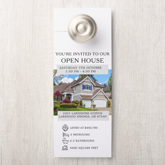 Open House Invitation Real Estate Farming Door Han ドアノブサイン (ノブ)