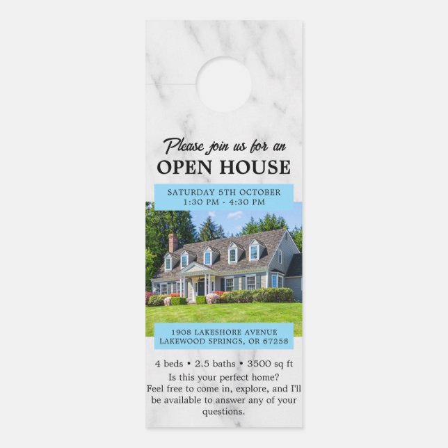 Open House Invitation Real Estate Farming Door Han ドアノブサイン (正面)