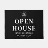 Open House l Black & White Business Logo Welcome ドアマット (正面)