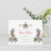 Open House Party Red Berries Christmas Holiday 招待状 (スタンド正面)