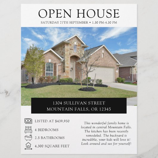Open House Property Listing Real Estate チラシ (正面)