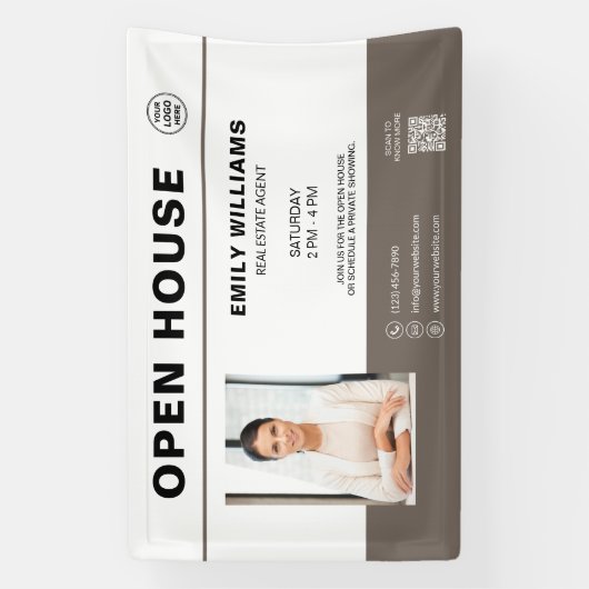 Open House Real Estate Logo QR Promotional 横断幕 (縦)