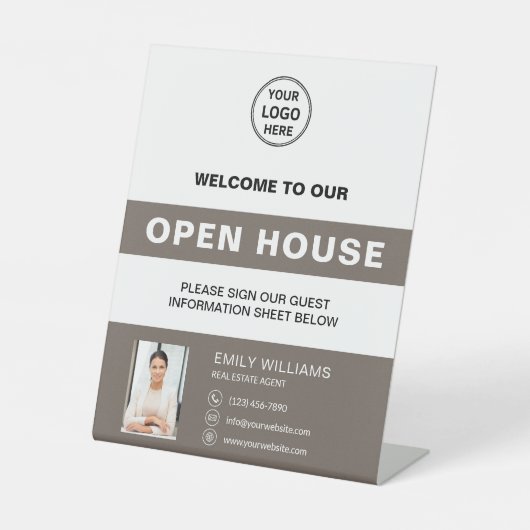 Open House Real Estate Logo Welcome 台座サイン (正面)