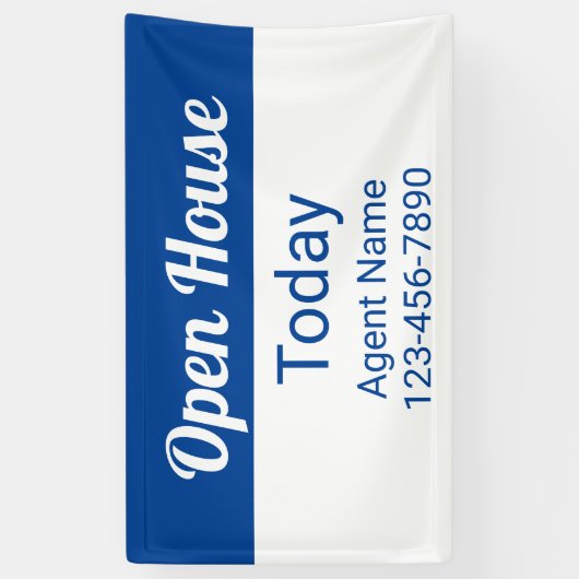 Open House Today Blue and White Agent Name Number 横断幕 (縦)