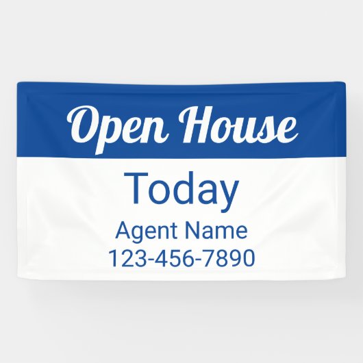 Open House Today Blue and White Agent Name Number 横断幕 (横)