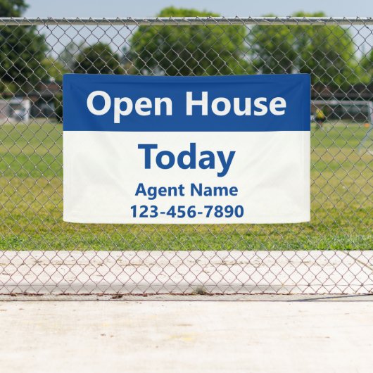Open House Today Blue White Real Estate Agent Name 横断幕 (インサイチュ)