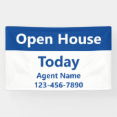 Open House Today Blue White Real Estate Agent Name 横断幕 (横)