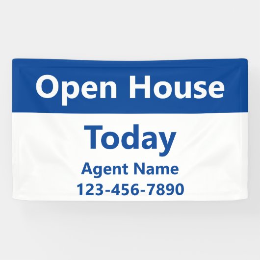 Open House Today Blue White Real Estate Agent Name 横断幕 (横)