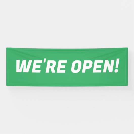 Open L Green & White Promotion Sign Banner 横断幕 (横)