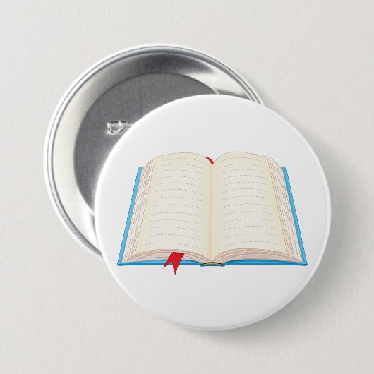 Open Lined Book Red Bookmark 缶バッジ (正面&裏面)