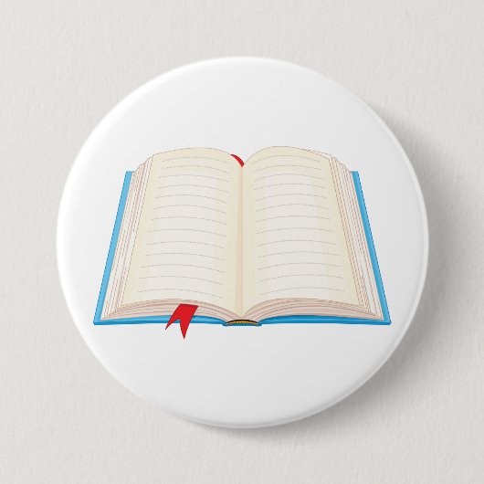 Open Lined Book Red Bookmark 缶バッジ (正面)