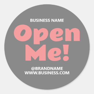 OPEN ME Business Company Name Website Pink Gray ラウンドシール