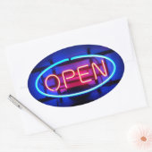 Open Neon Sign Sticker 楕円形シール (封筒)