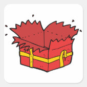 Open Present Red Box Squareシール スクエアシール (正面)