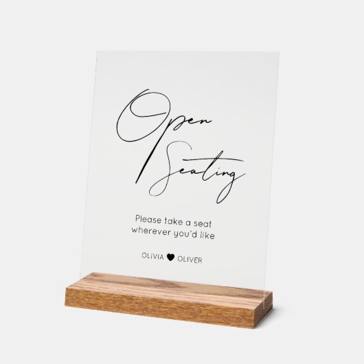 Open seating sign, find your seat pedestal アクリルサイン (傾斜)