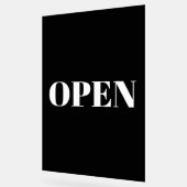 Open Sign Typography Minimalist Black White Large アクリルサイン (傾斜)