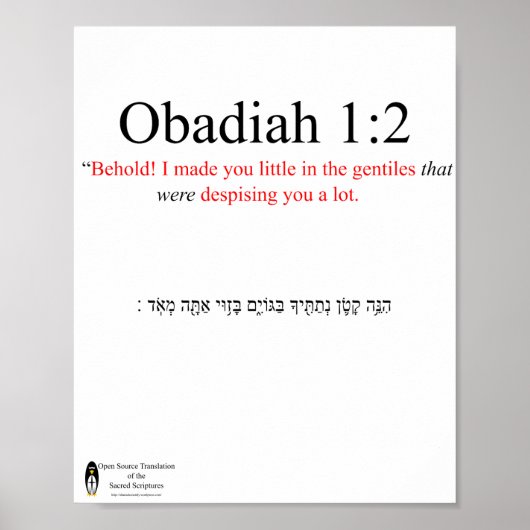 Open Source Translation Obadiah 1:2ポスター ポスター (正面)