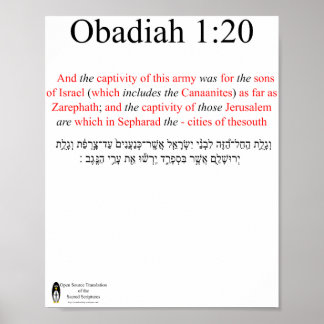 Open Source Translation Obadiah 1:20 Poster ポスター