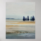 Open Terrain with Distant Island Minimal Abstract ポスター (正面)