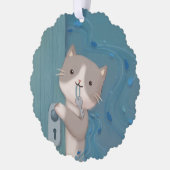 Open Up:鍵付き猫 オーナメントカード (左)