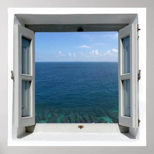 Open Window Blue海シービューポスター ポスター (正面)