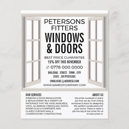 Open Window Design, Window & Door Fitter Company チラシ (正面)