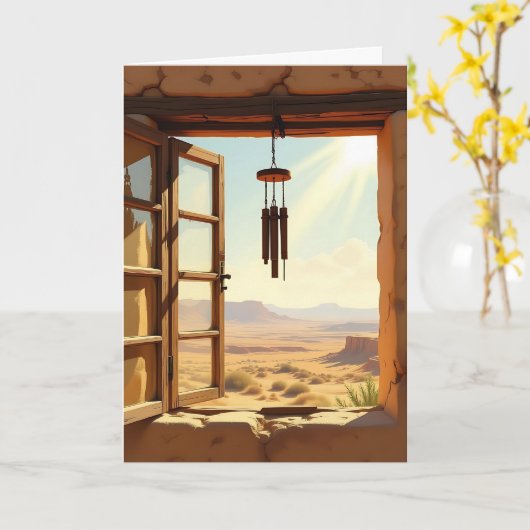 Open Window in the Desert | Happy Birthday  カード (黄色い花)