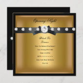 Opening Business 企業の Blackフォーマル金ゴールド 招待状 (正面/裏面)