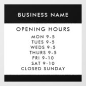 Opening Hours Modern Black Custom Business Window ウィンドウサイン (シート)