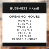 Opening Hours Modern Black Custom Business Window ウィンドウサイン (シート2)