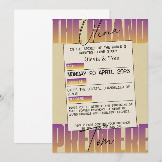 Opera Aesthetic Wedding 招待状 (正面/裏面)