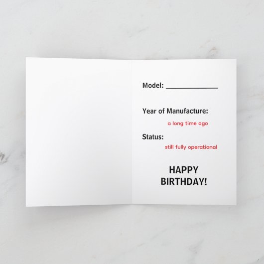 Operating Instructions Funny Birthday Card シーズンカード (内部)